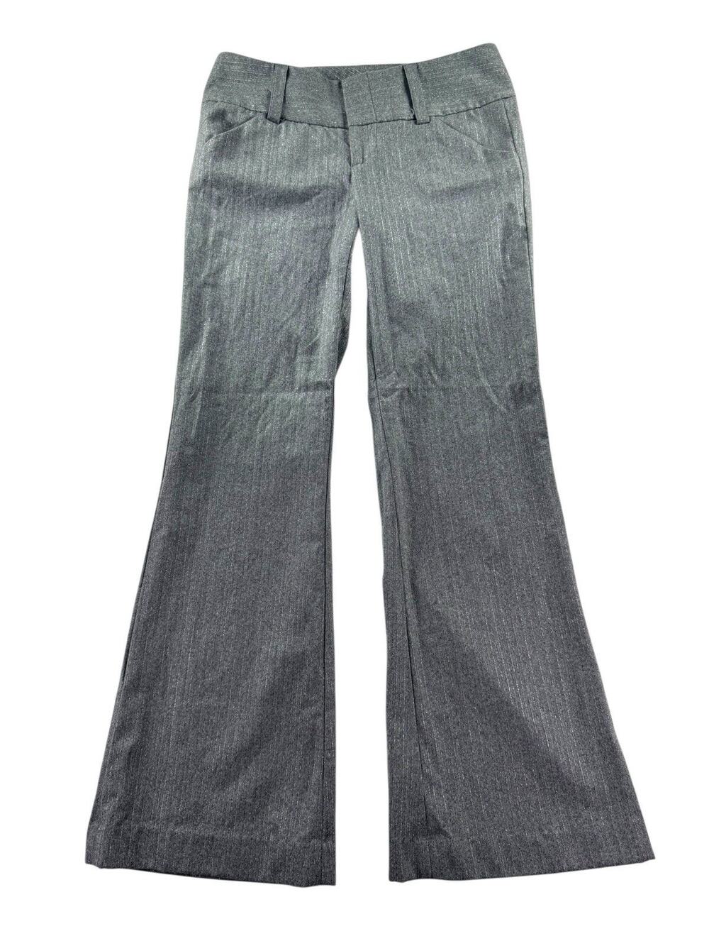 Alice + Olivia Bootcut Wool Pants 6 Gray Silver Metallic Stripe Dress Pants Work